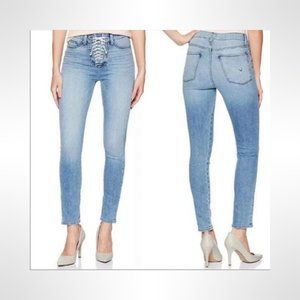 NWT NEW HUDSON BULLOCKS 29 HIGH RISE SUPER SKINNY LACE UP JEANS GUILTY PLEASURE